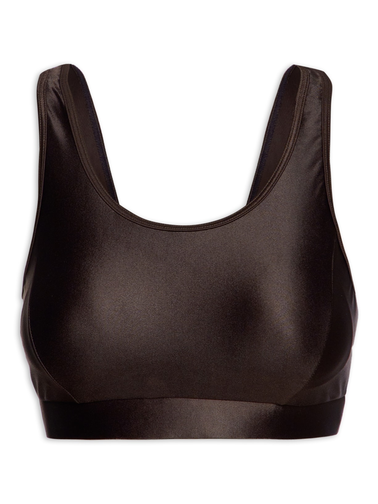 Top Alça Reta Liso - Marrom