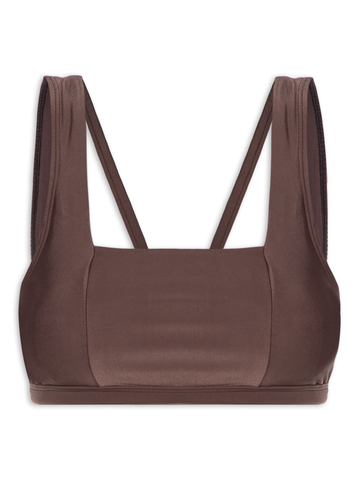 Top Alça Reta Liso - Marrom