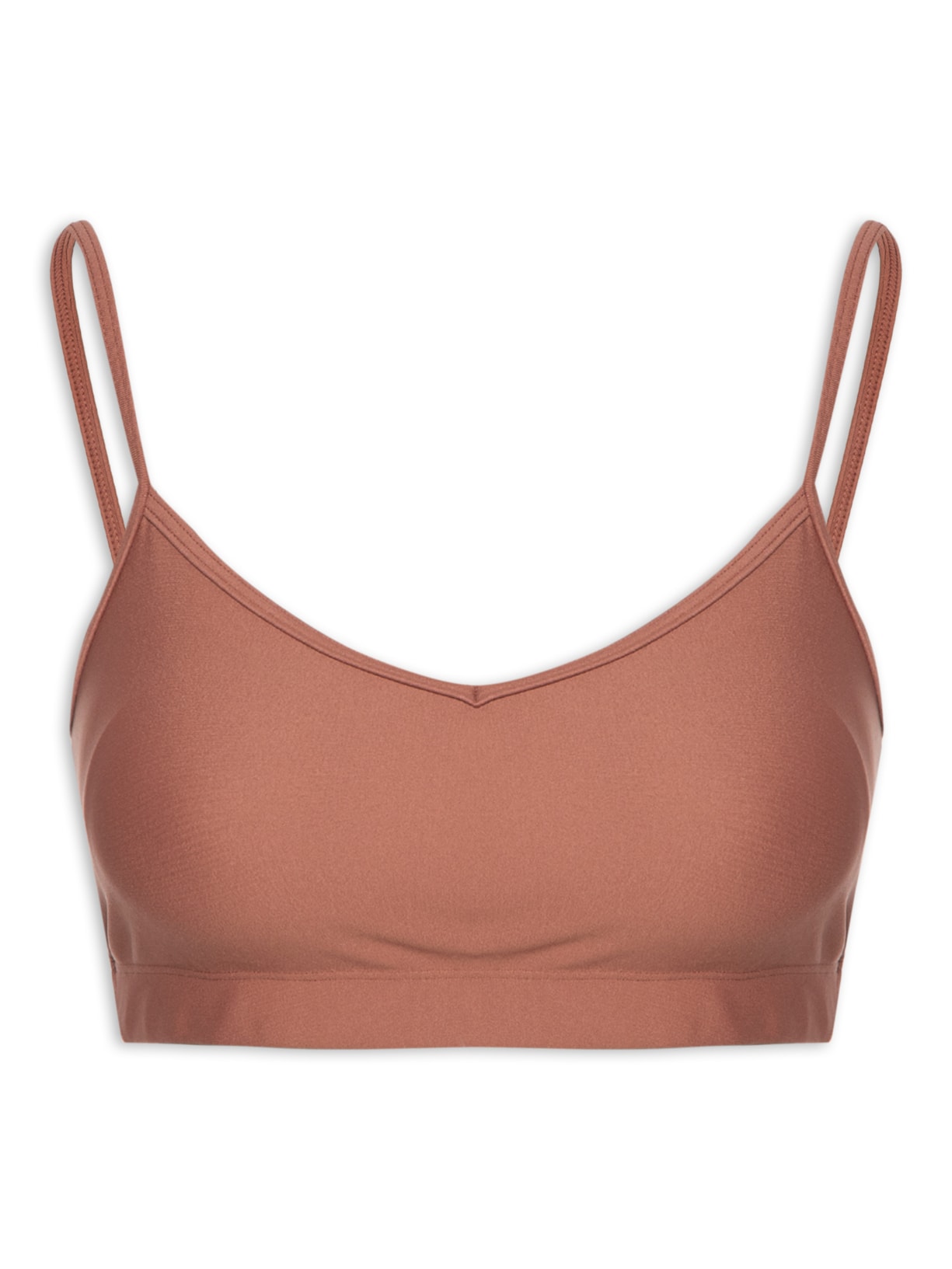 Top Alça Reta Liso - Marrom