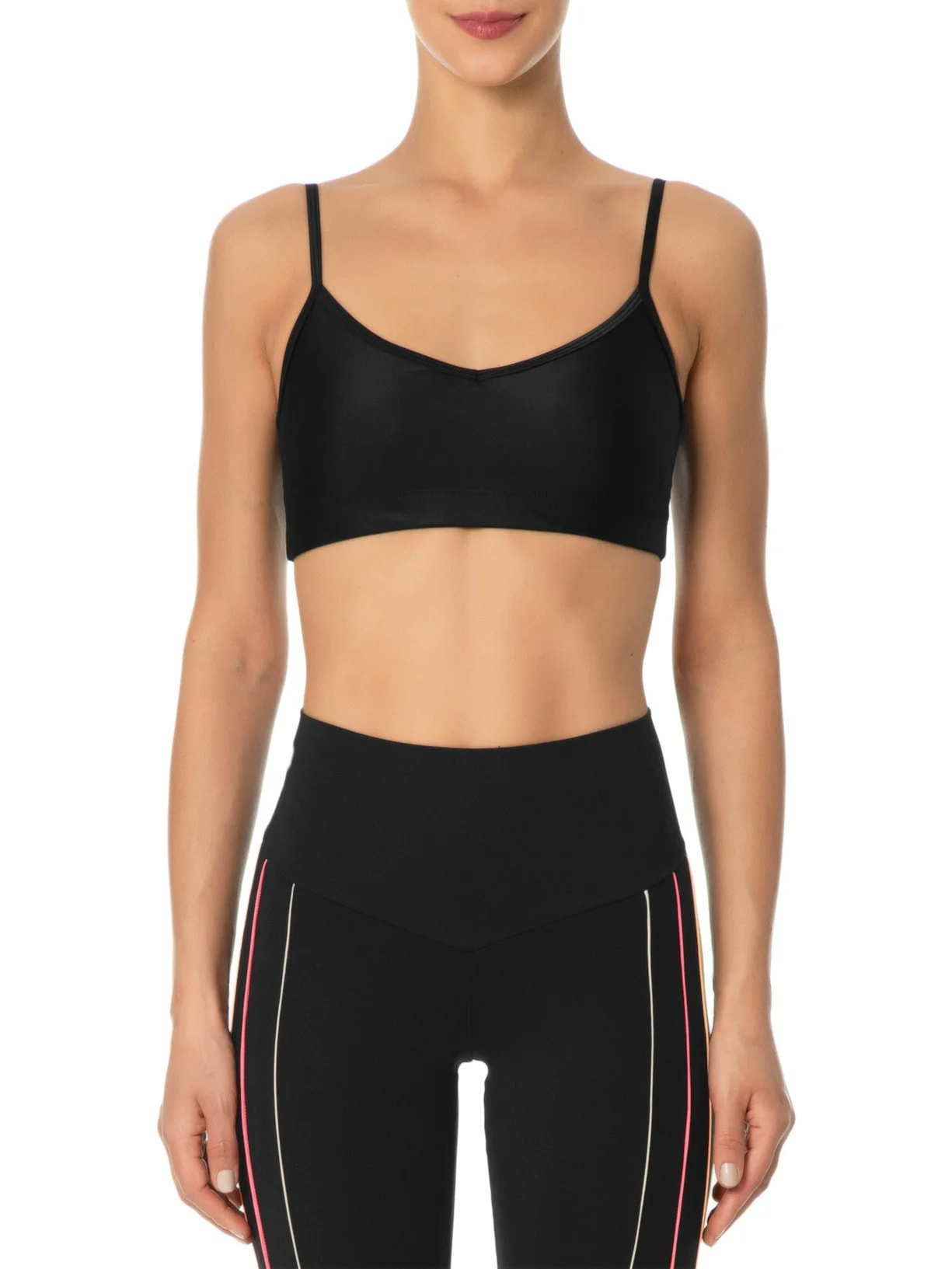 Top Alça Reta Liso Preto Body For Sure