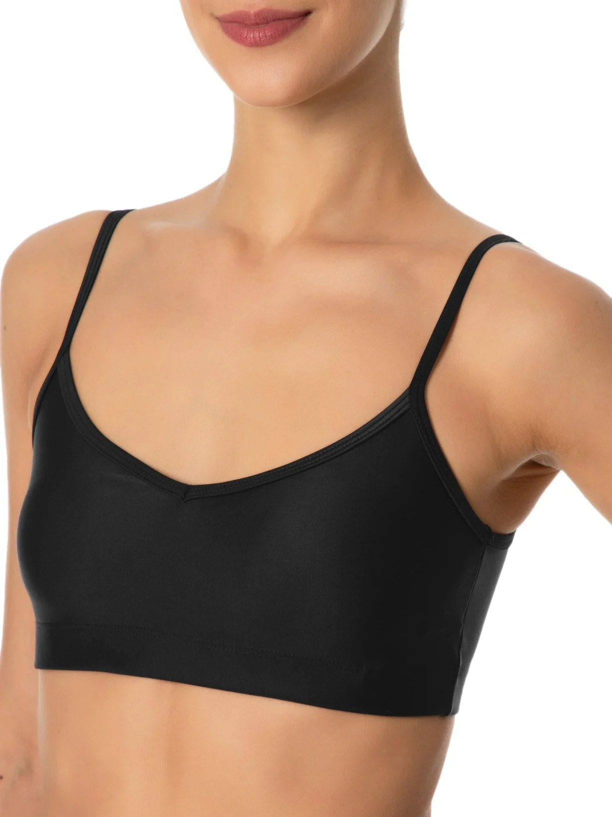 Top Alça Reta Liso Preto Body For Sure