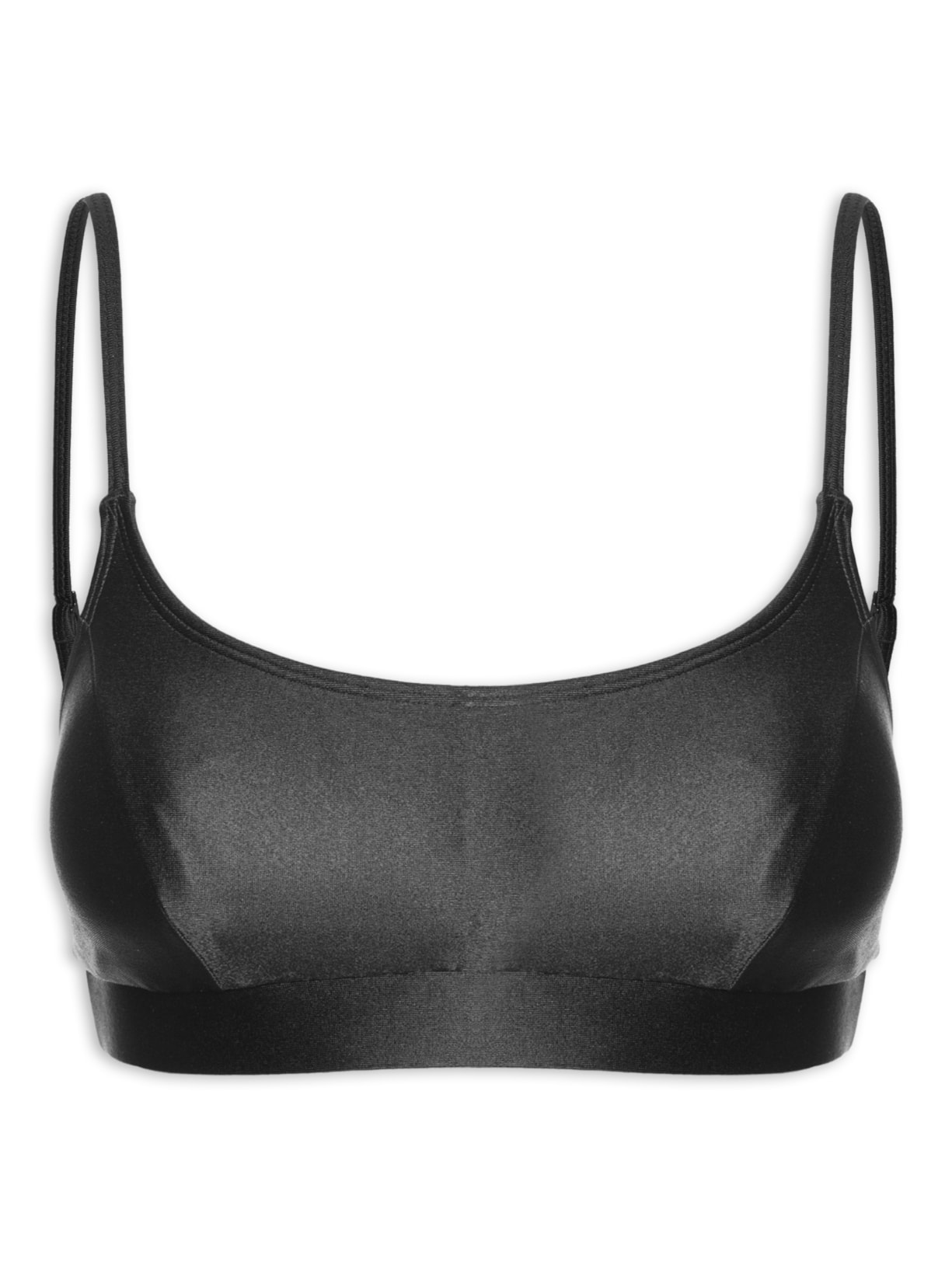 Top Alça Reta Liso Preto Body For Sure