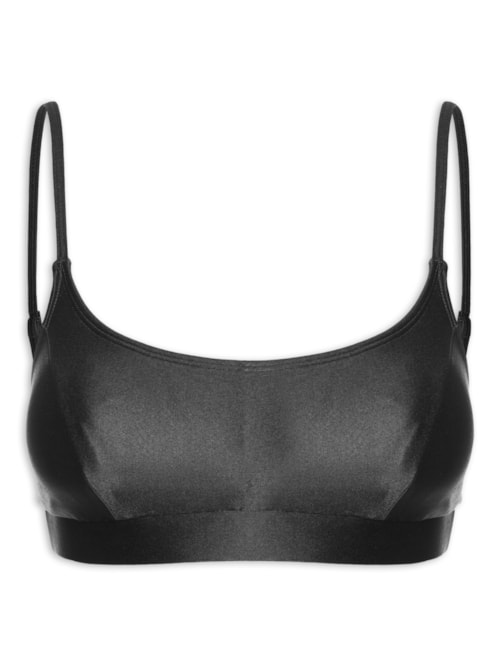 Top Alça Reta Liso - Preto