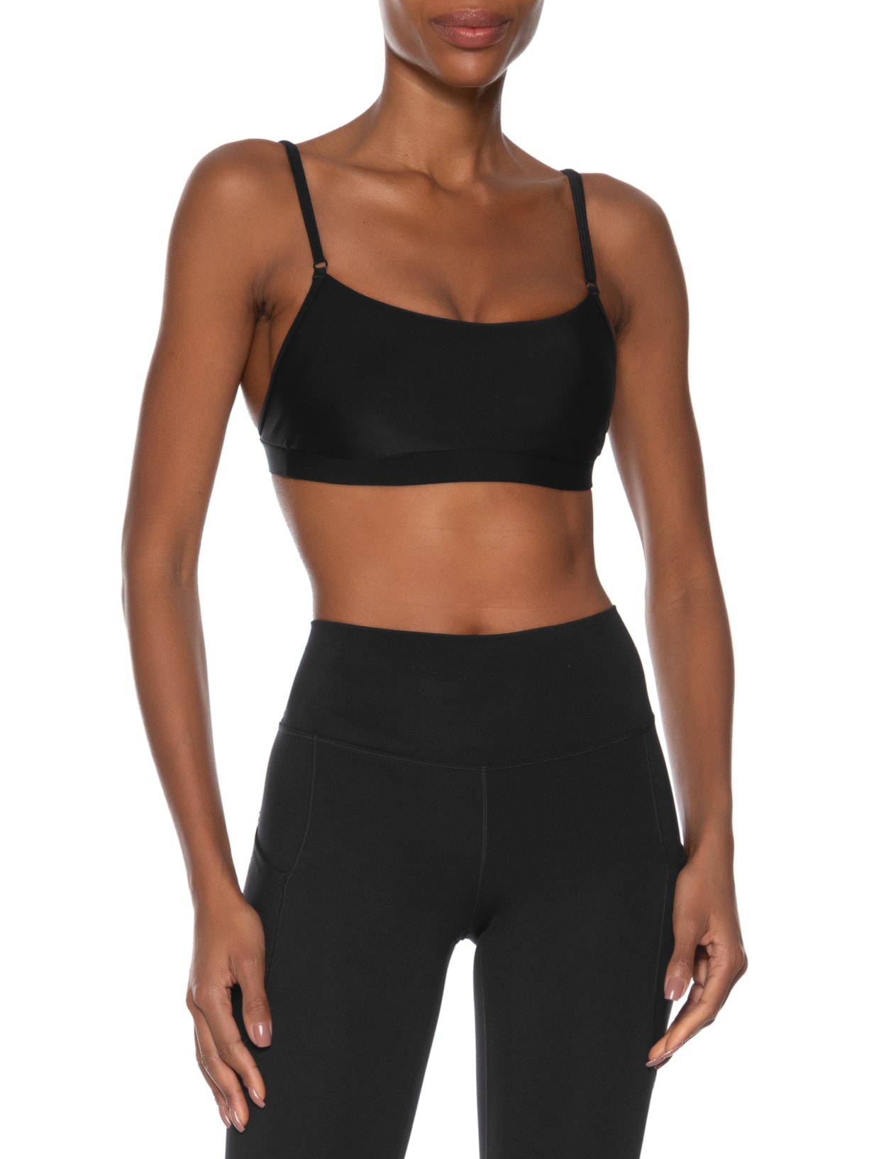 Top Alça Reta Liso Preto Body For Sure