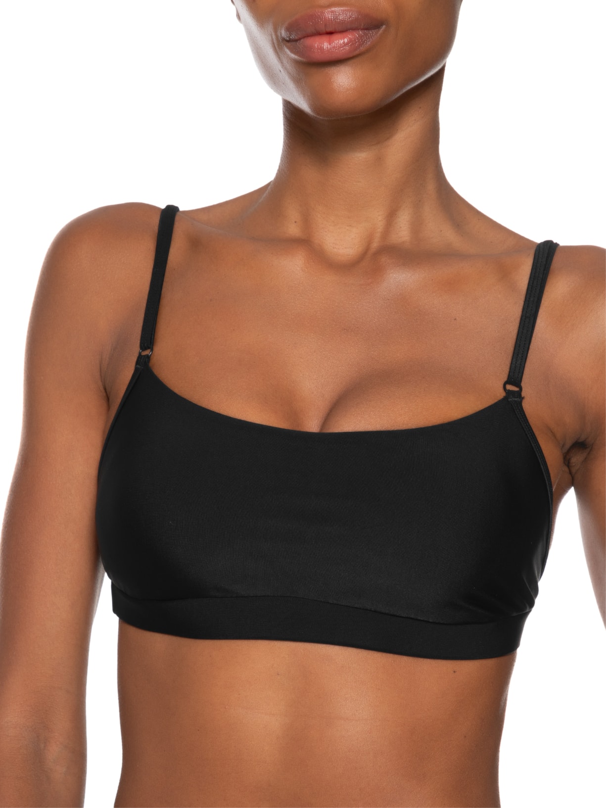 Top Alça Reta Liso Preto Body For Sure