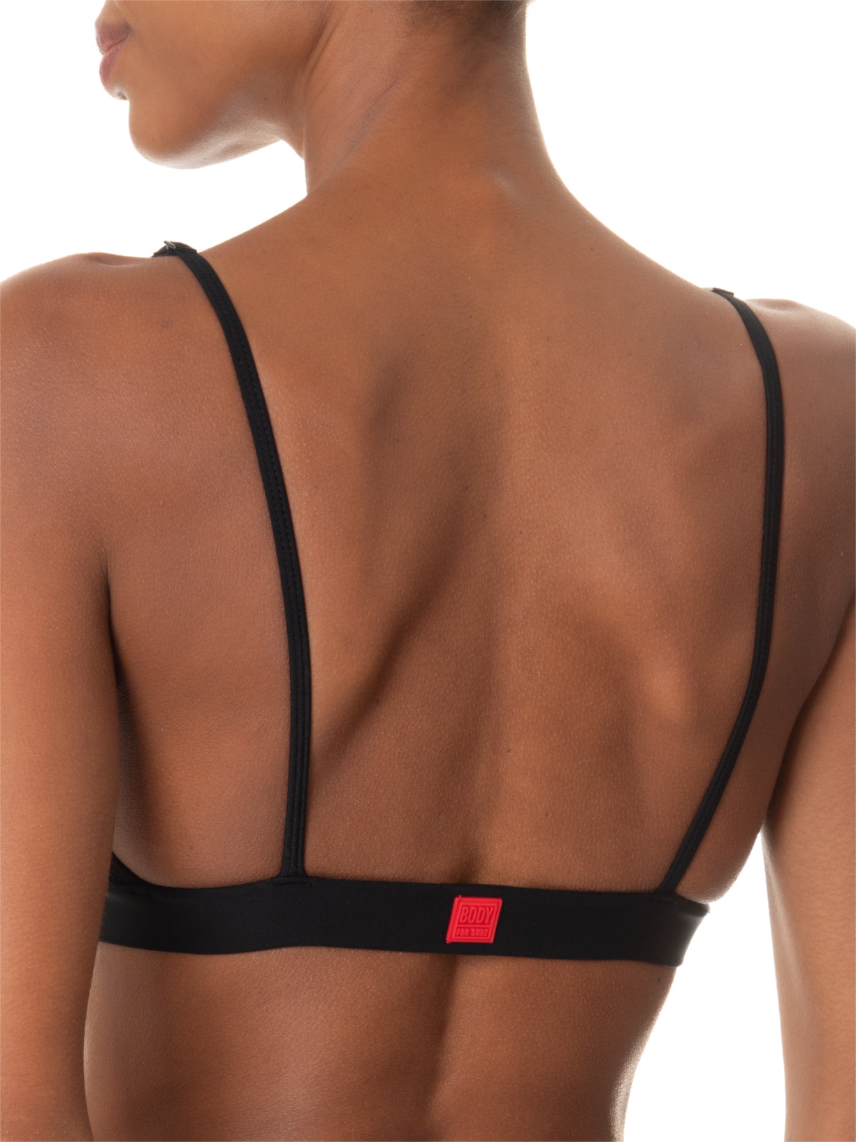 Top Alça Reta Liso Preto Body For Sure