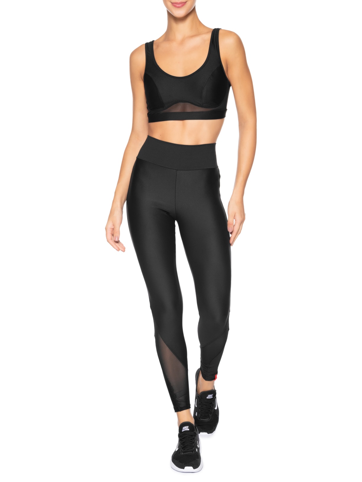 Top Alça Reta Liso Preto Body For Sure