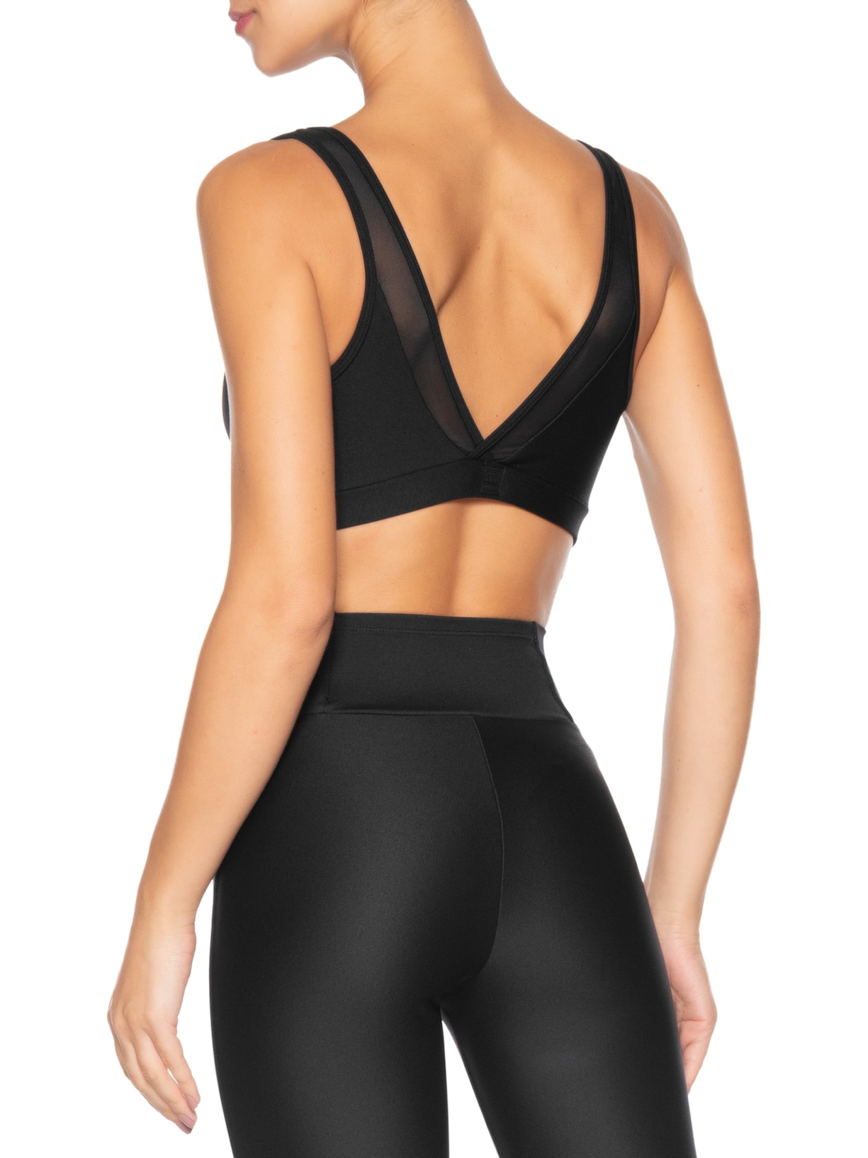 Top Alça Reta Liso Preto Body For Sure