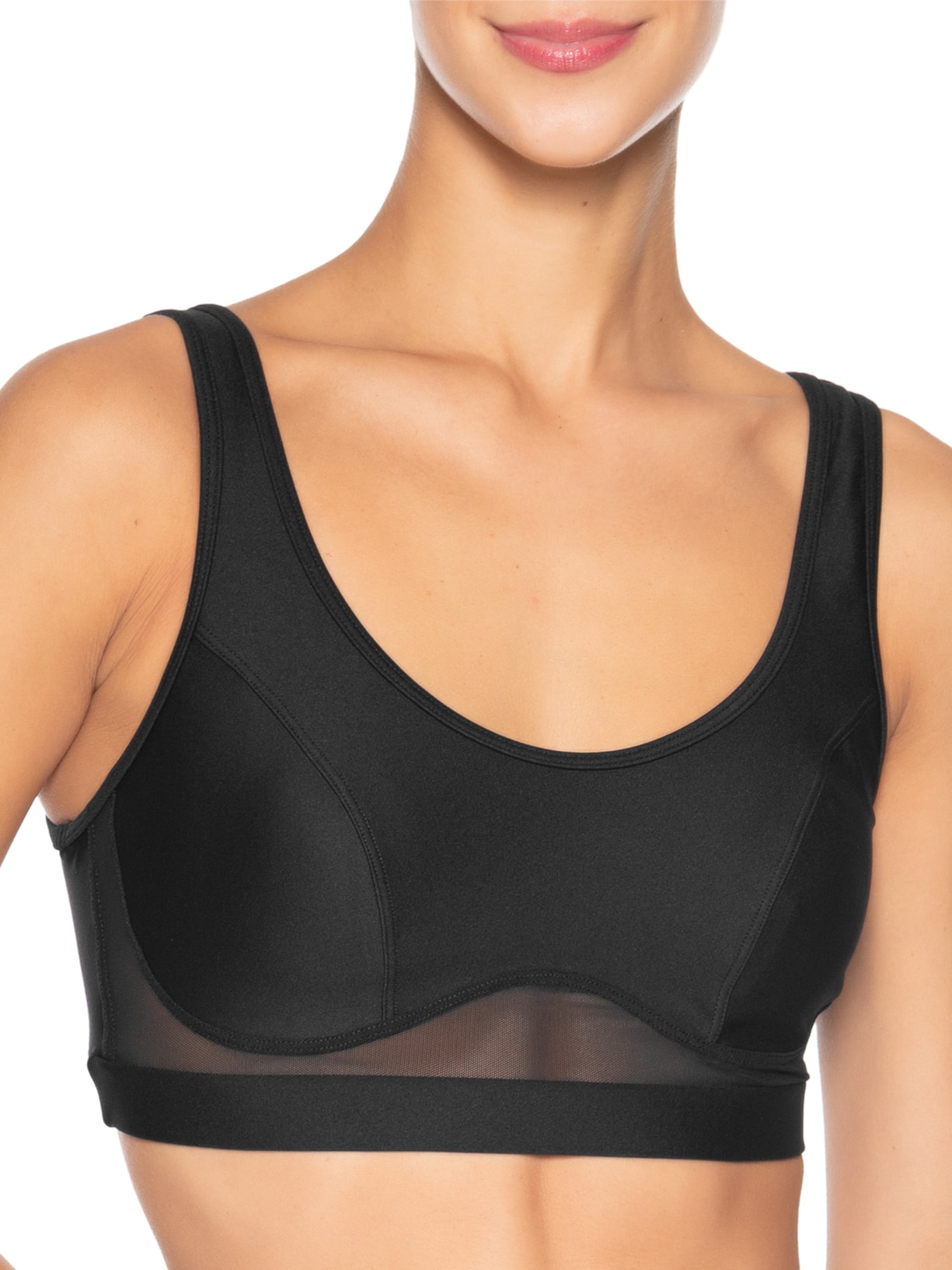 Top Alça Reta Liso Preto Body For Sure