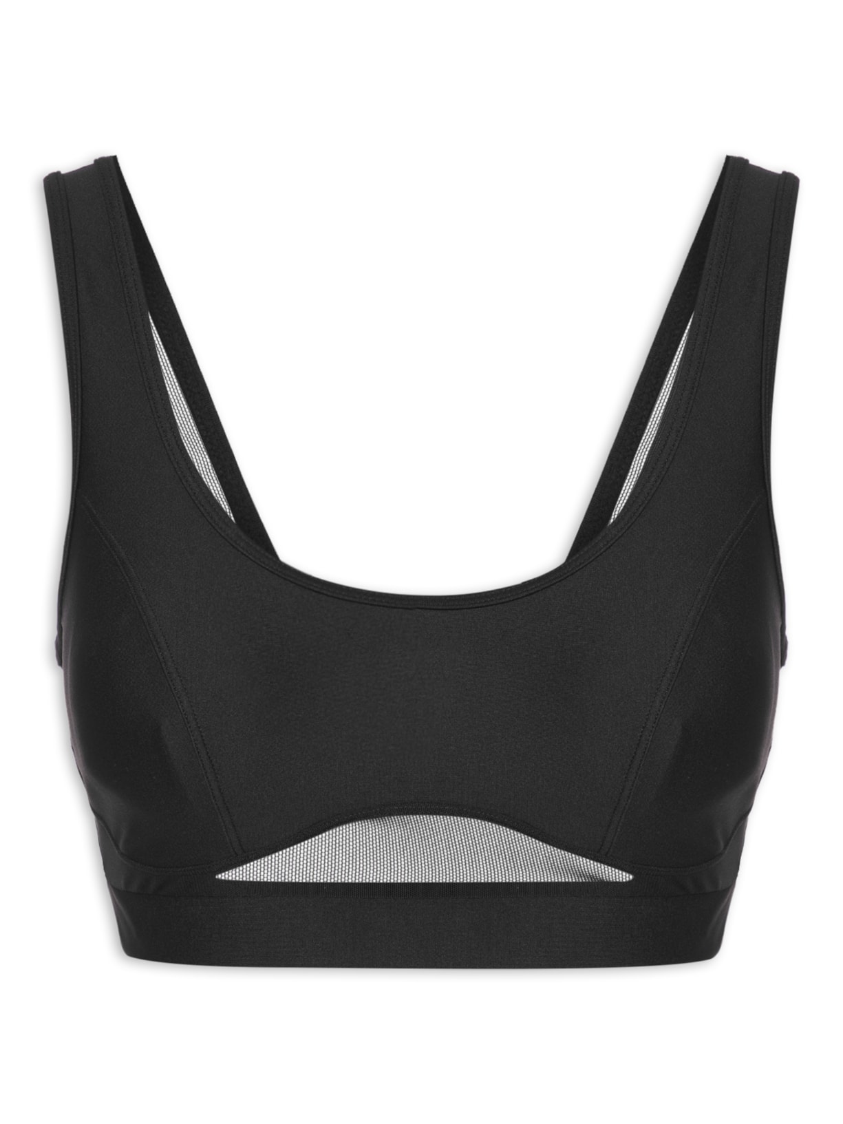 Top Alça Reta Liso Preto Body For Sure