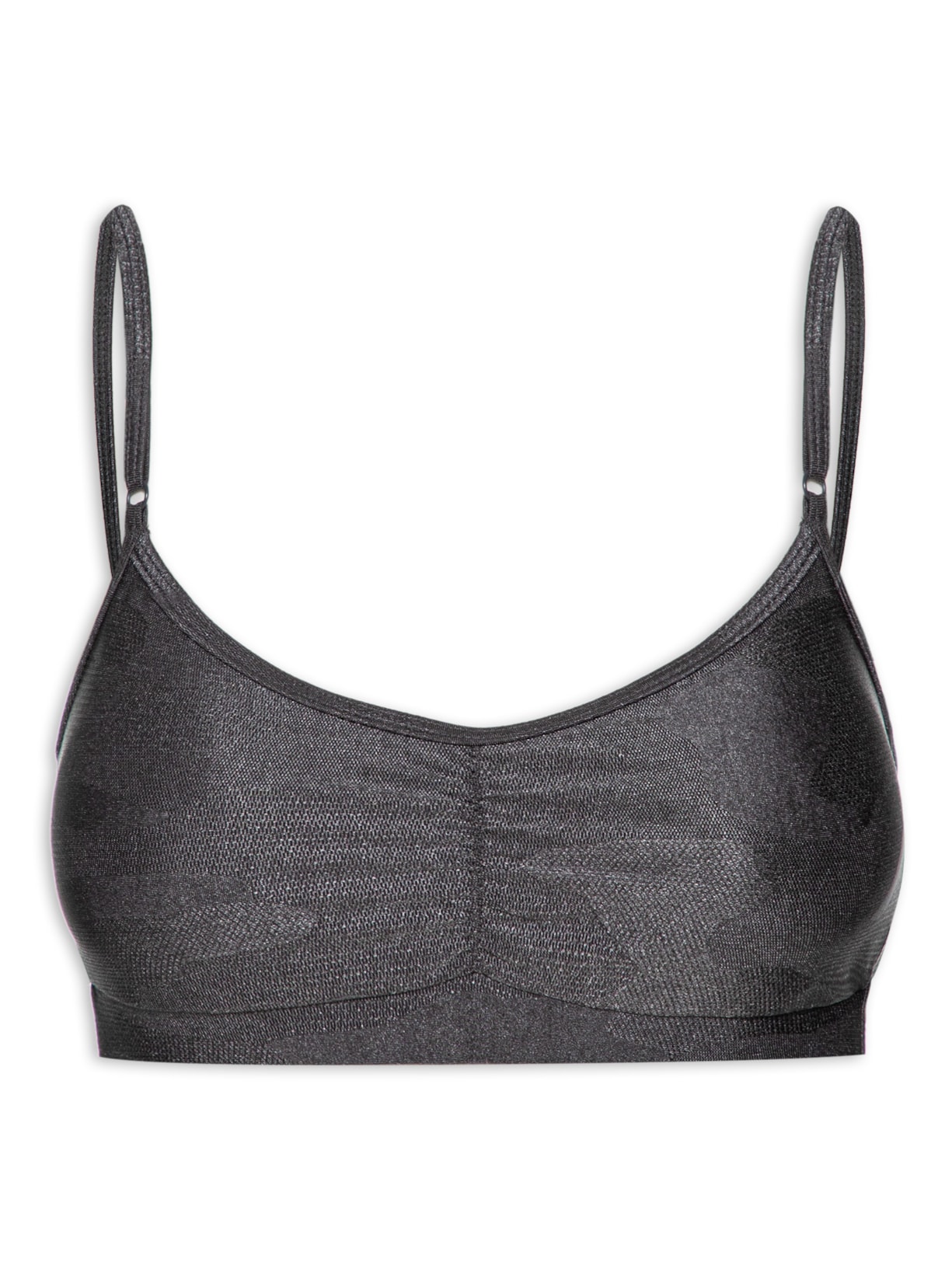 Top Alça Reta Liso Texturizado - Cinza