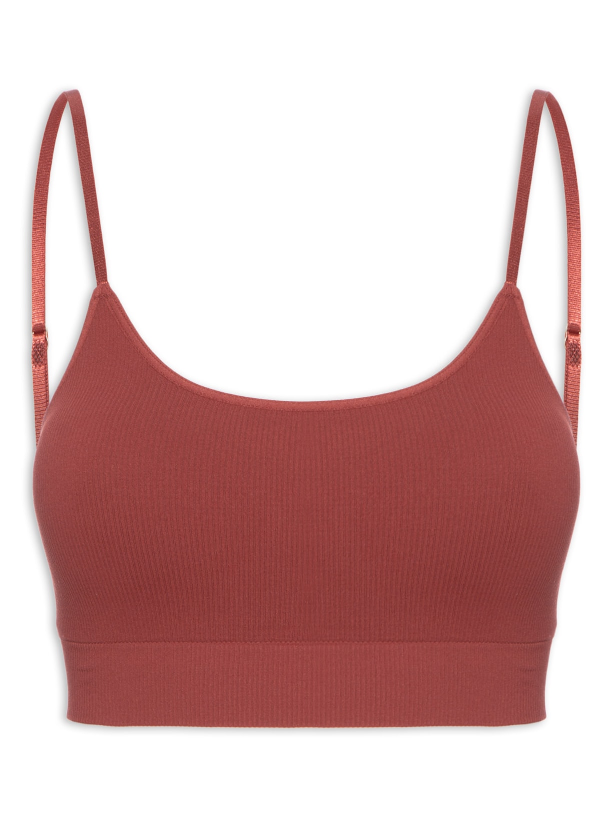 Top Alças Finas Com Bojo Removível Em Microfibra Canelada Free Vermelho Hope