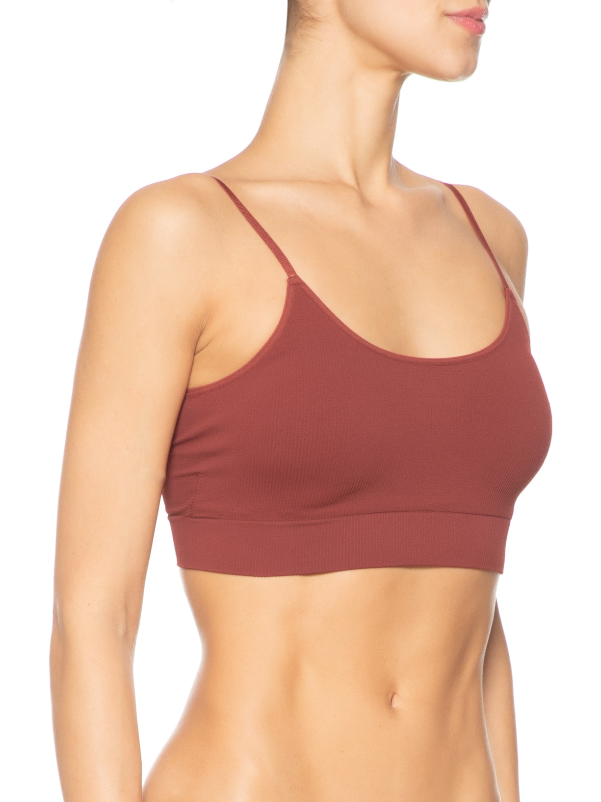 Top Alças Finas Com Bojo Removível Em Microfibra Canelada Free Vermelho Hope