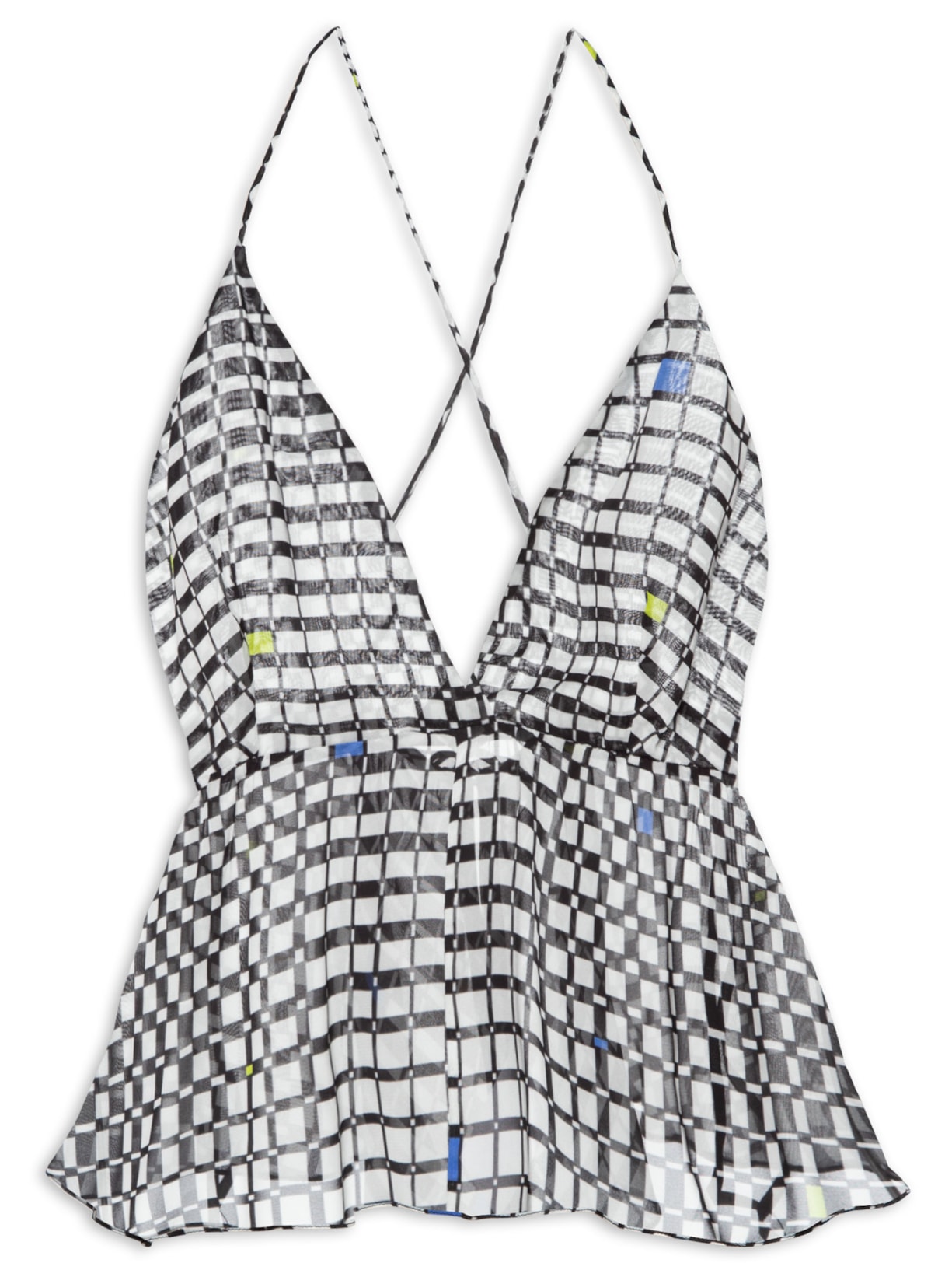 Top Alcinha Xadrez Cromo - Preto