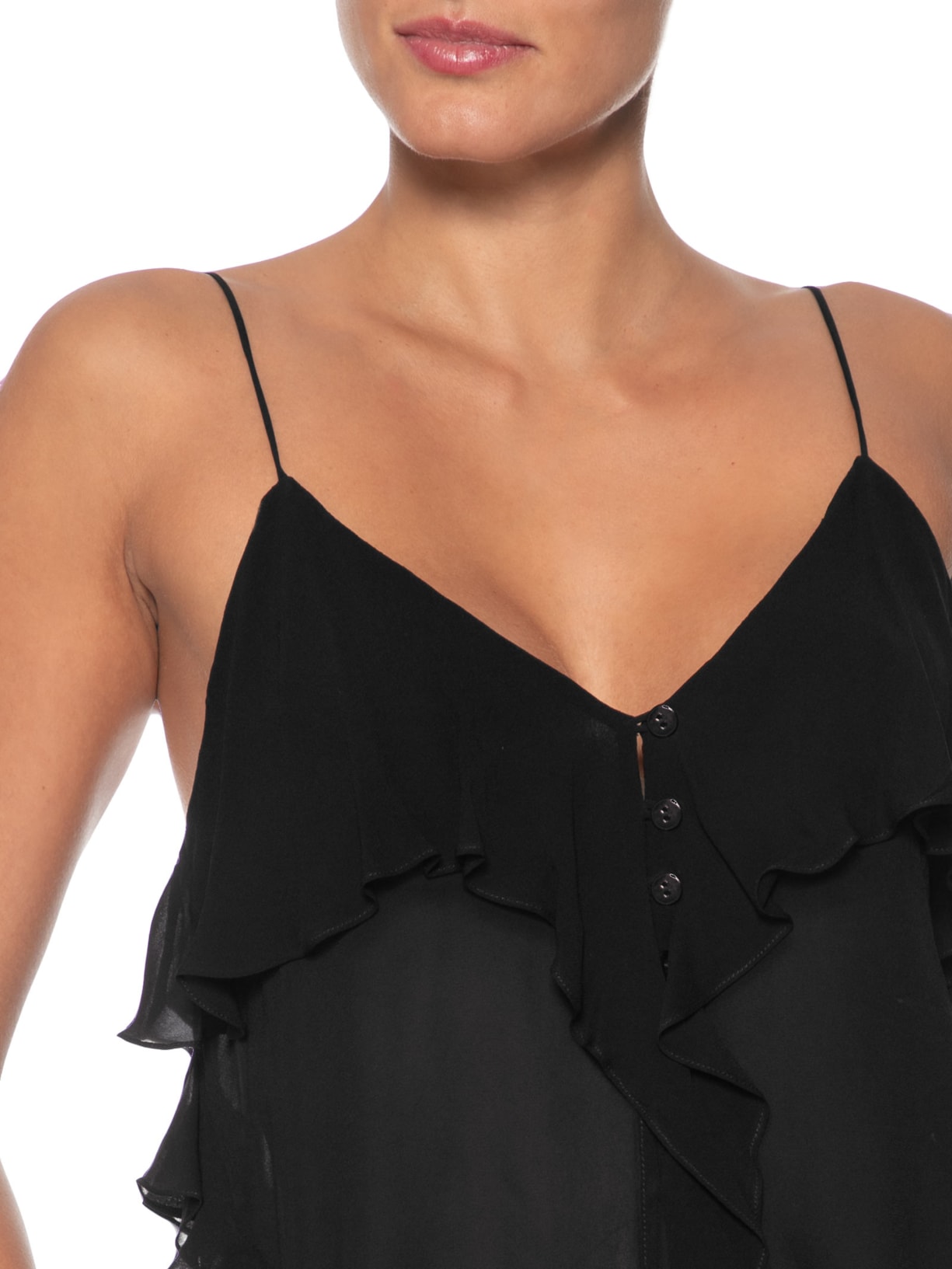 Top Alcinhas Babados Preto Animale