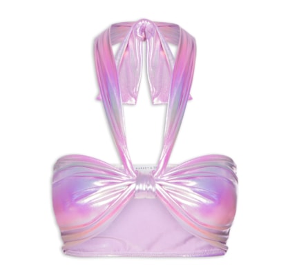 Top Amarração Carnaval Em Malha Holográfica - Lilás