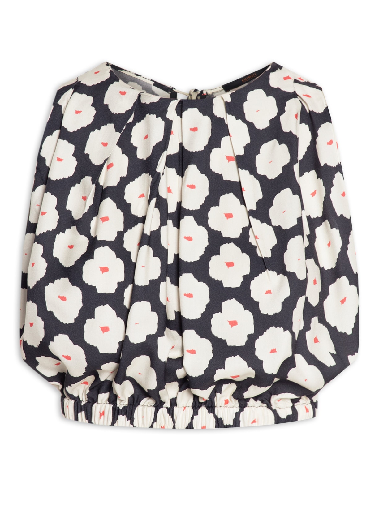 Top Amarração Costas Floral Bold - Preto