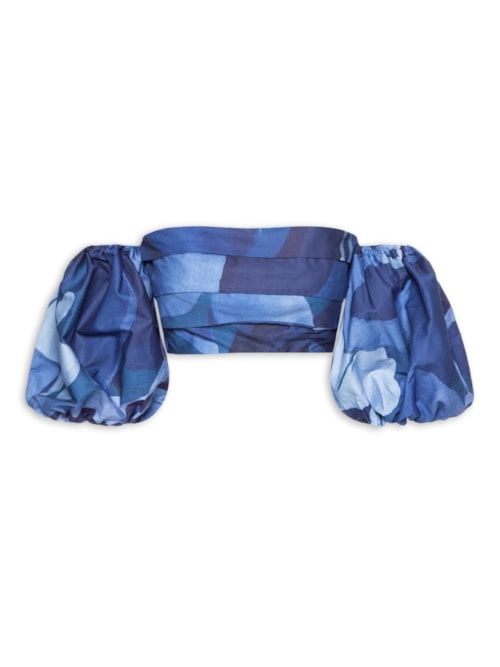 Top Aquarela Floral - Azul