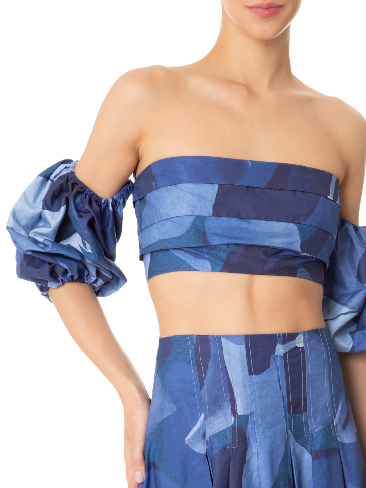 Top Aquarela Floral Azul Farm