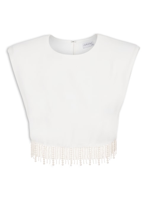 Top Ashley Franja Pérolas - Off White