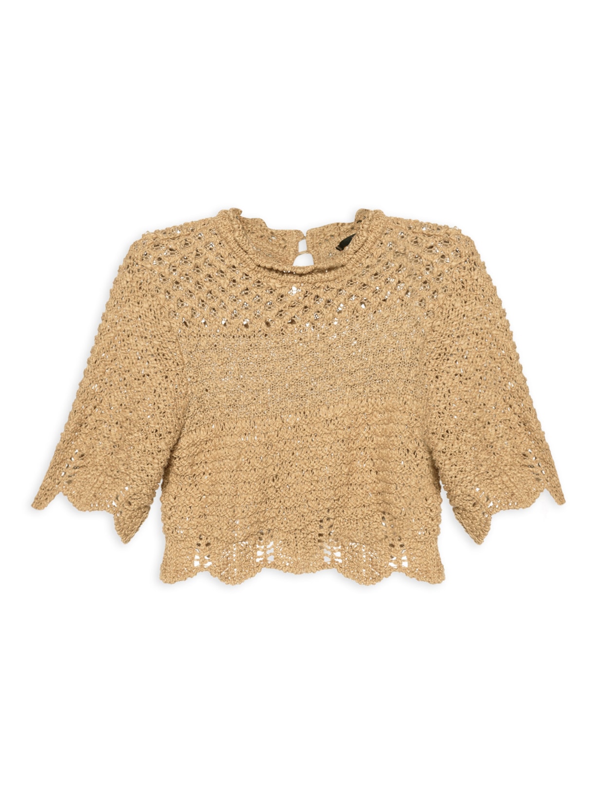 Top Babado Rústico Tricot Bege Animale