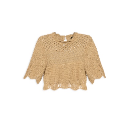 Top Babado Rústico Tricot - Bege