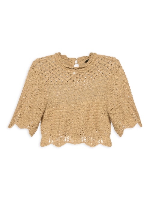 Top Babado Rústico Tricot - Bege