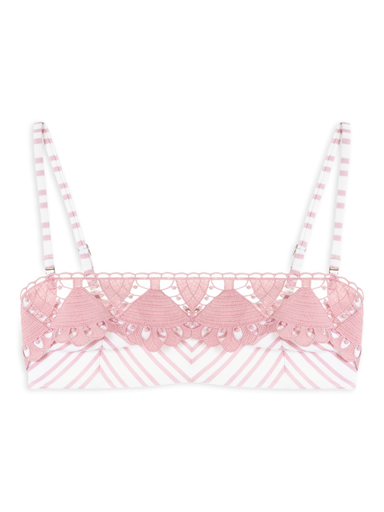 Top Bandeau Com Alças Listrado Vesta Mare Rosa La Gea