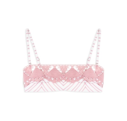 Top Bandeau Com Alças Listrado Vesta Mare - Rosa