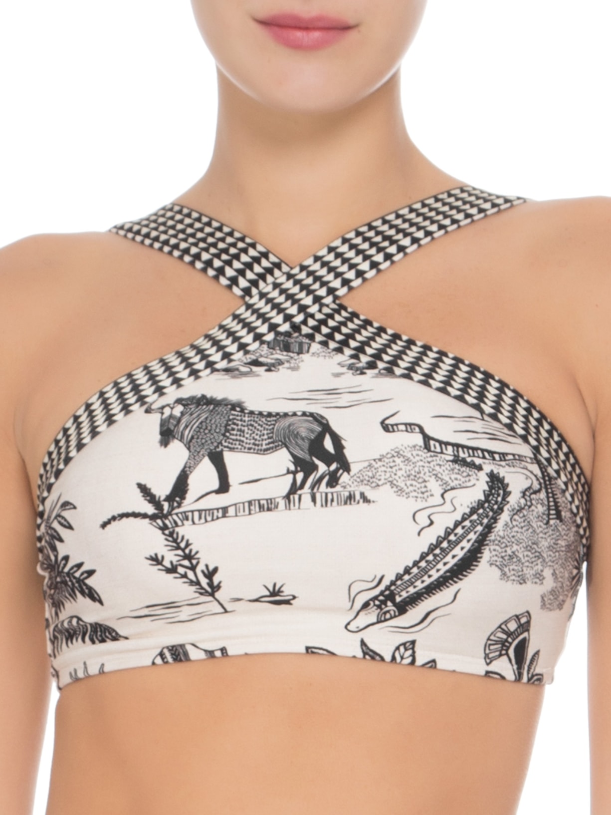 Top Biquíni Alto Cruzado Branco Lenny Niemeyer