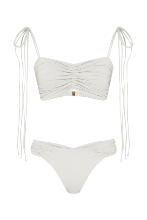 top biquíni bandeau com lacinhos bio artemis off white