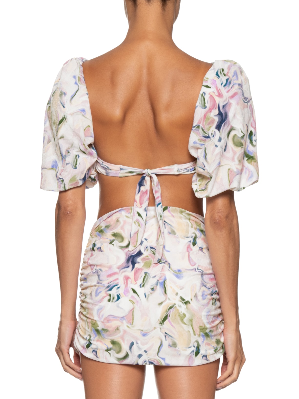 Top Biquíni Com Mangas Bufantes Aquarela Marie Off White August Swim