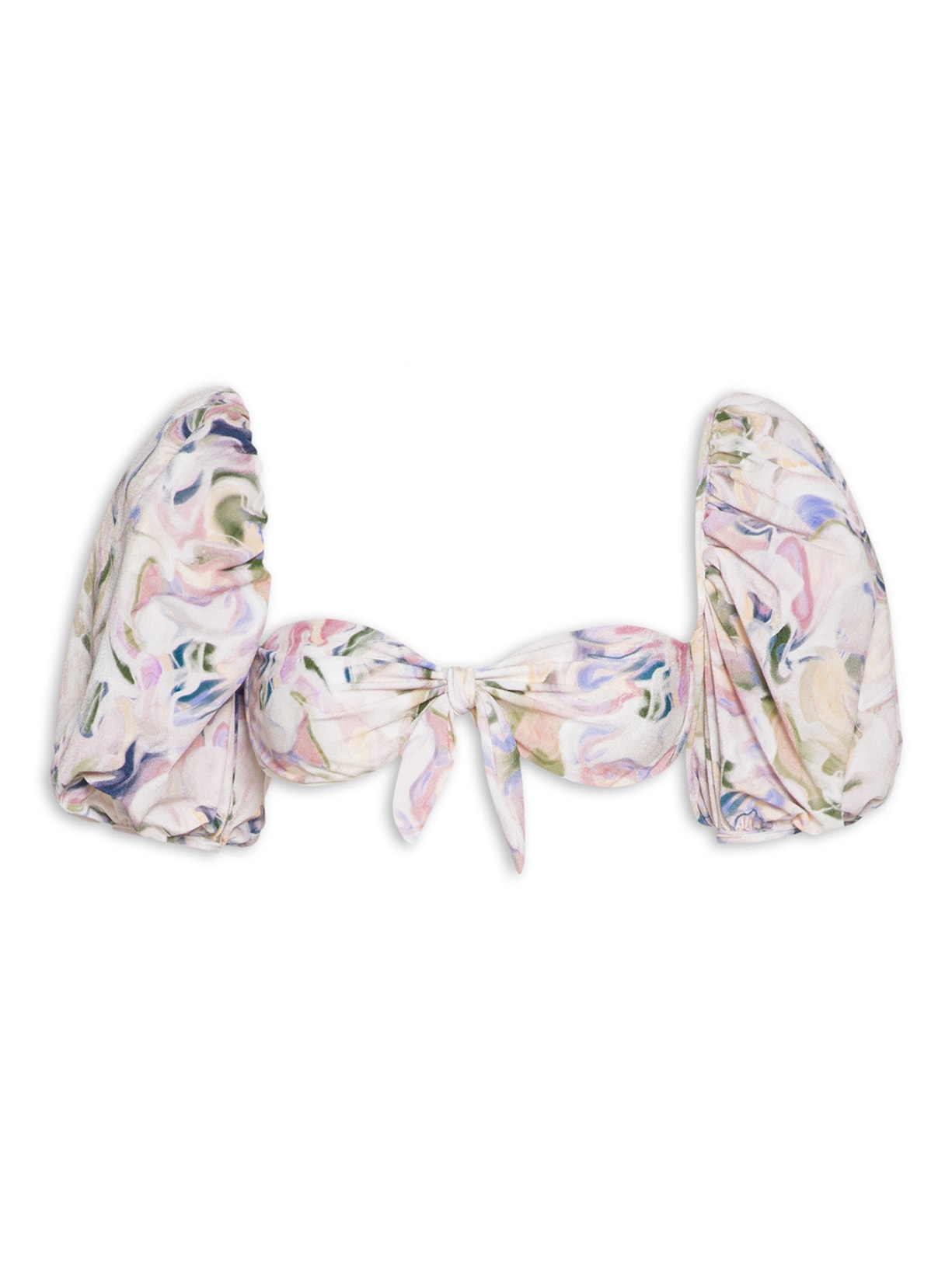 Top Biquíni Com Mangas Bufantes Aquarela Marie Off White August Swim