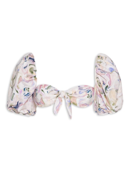 Top Biquíni Com Mangas Bufantes Aquarela Marie - Off White