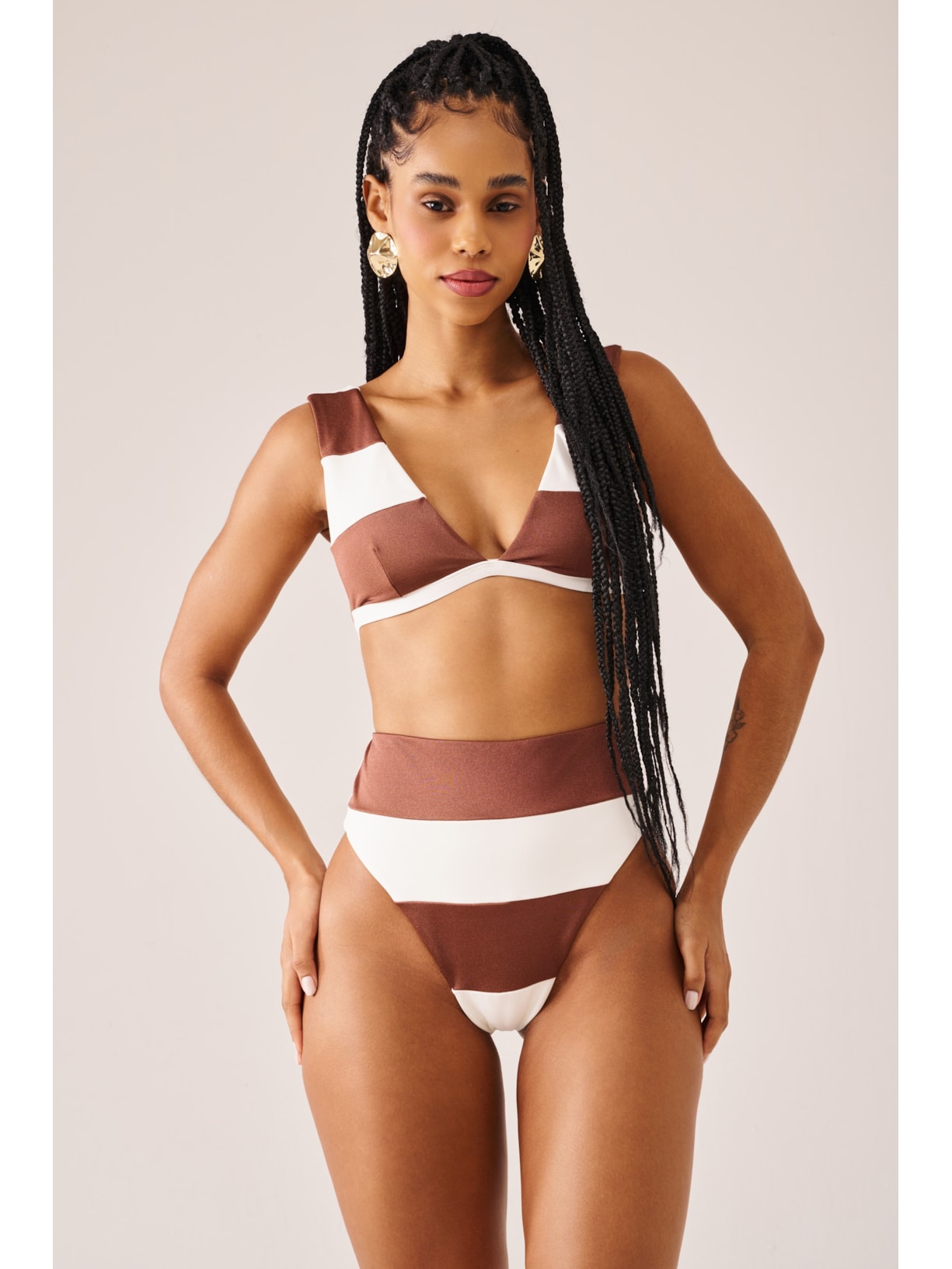 top biquíni Halter Marinière Cappuccino Suntime