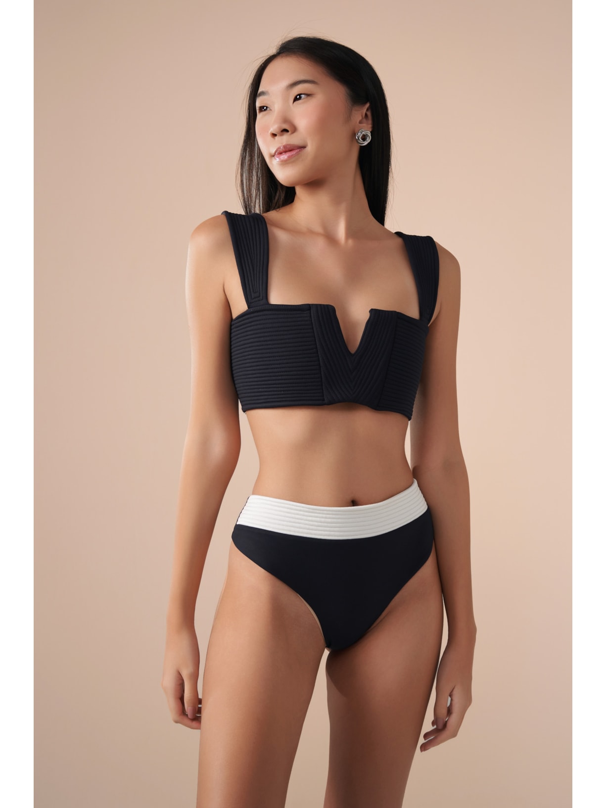 top biquíni Reto V Contour Preto Suntime