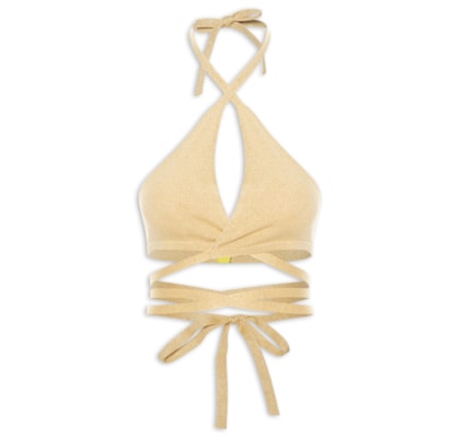 Top Biquíni Tricot Amarração - Dourado