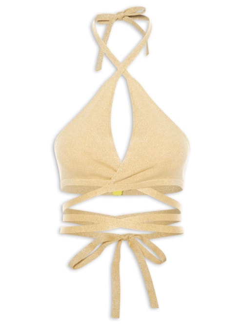Top Biquíni Tricot Amarração - Dourado