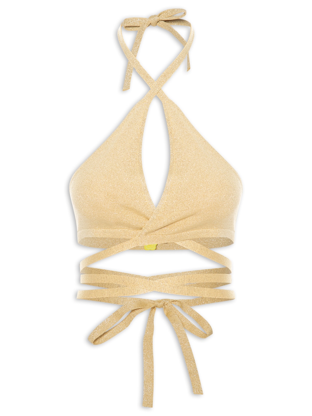 Top Biquíni Tricot Amarração - Dourado