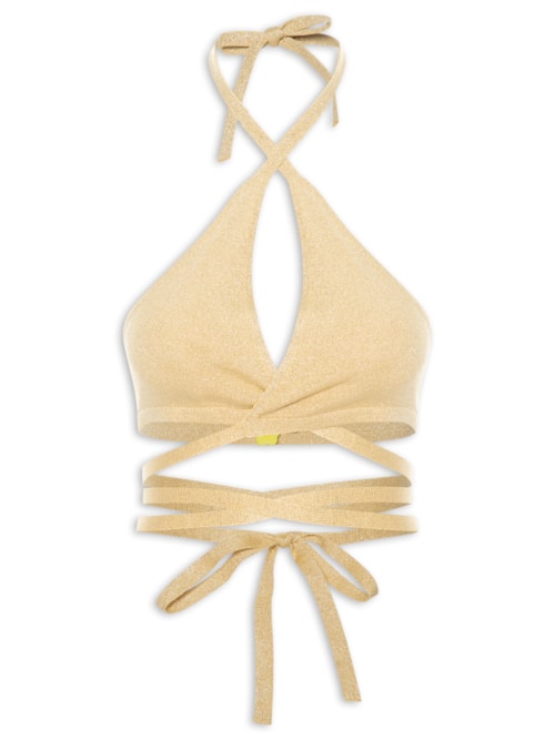 Top BiquÃni Tricot Amarração - Dourado