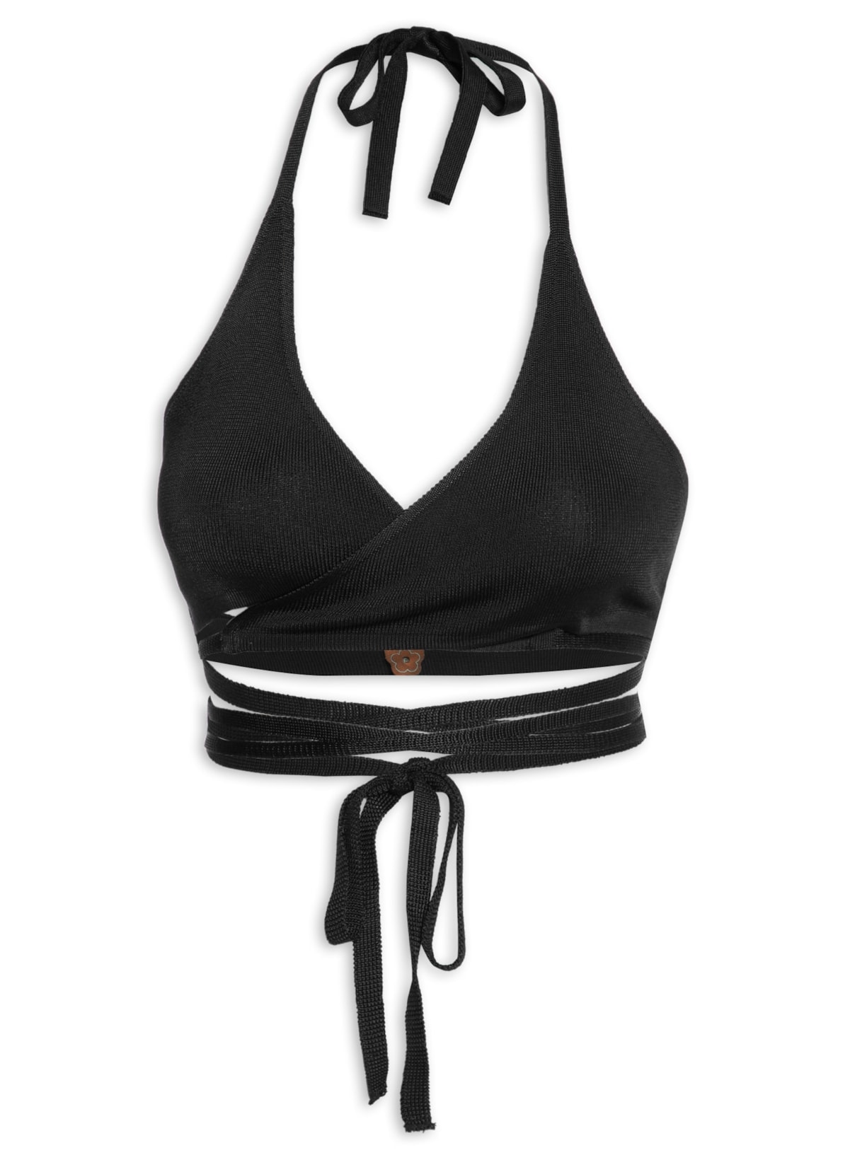 Top Biquíni Tricot Amarração - Preto