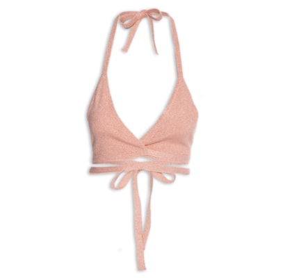Top Biquíni Tricot Amarração - Rosa