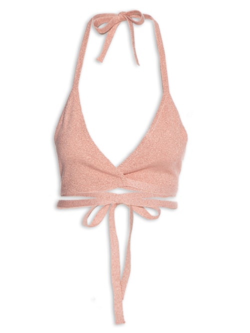 Top Biquíni Tricot Amarração - Rosa