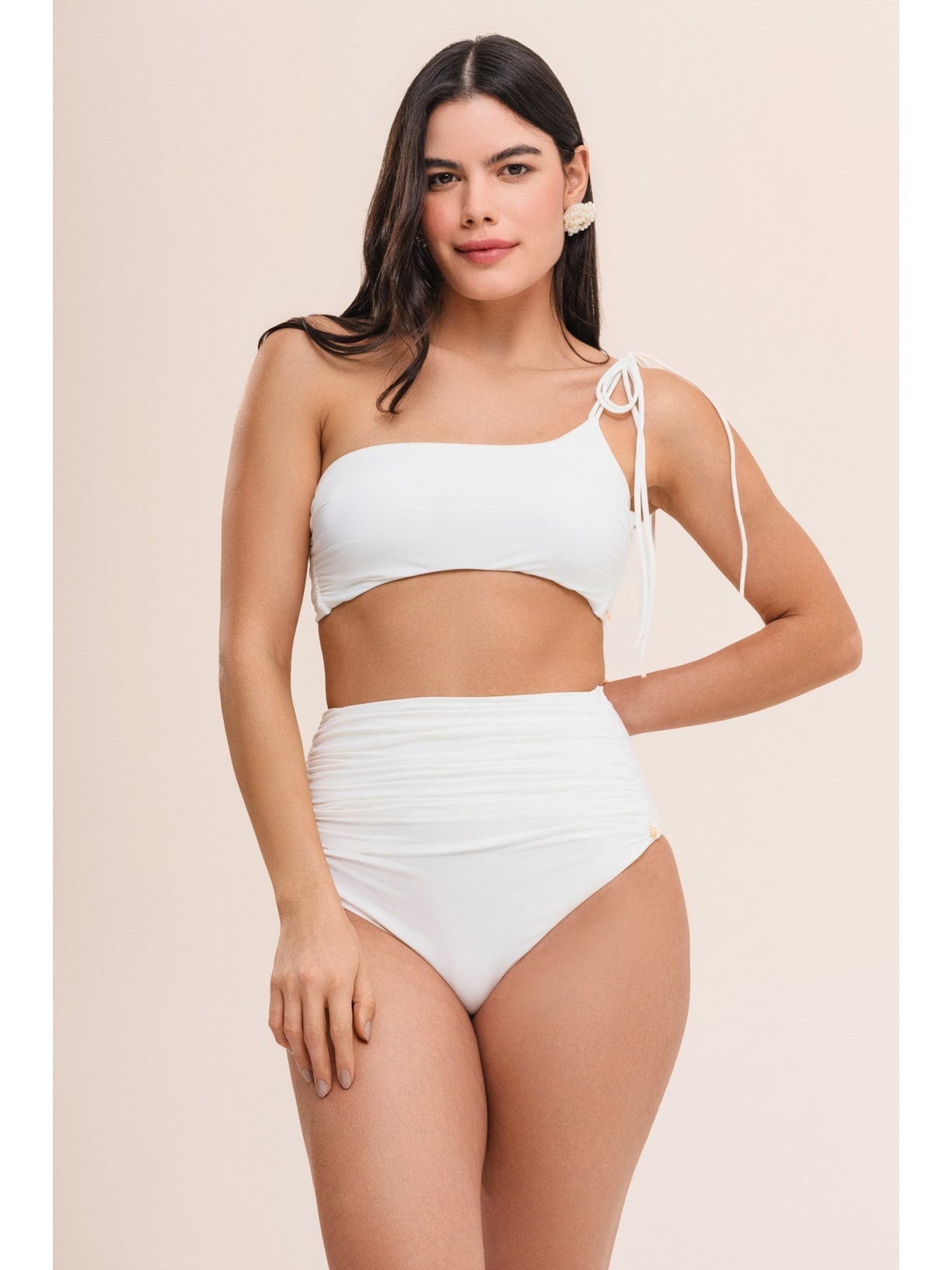 top biquíni um ombro só bio artemis off white Suntime