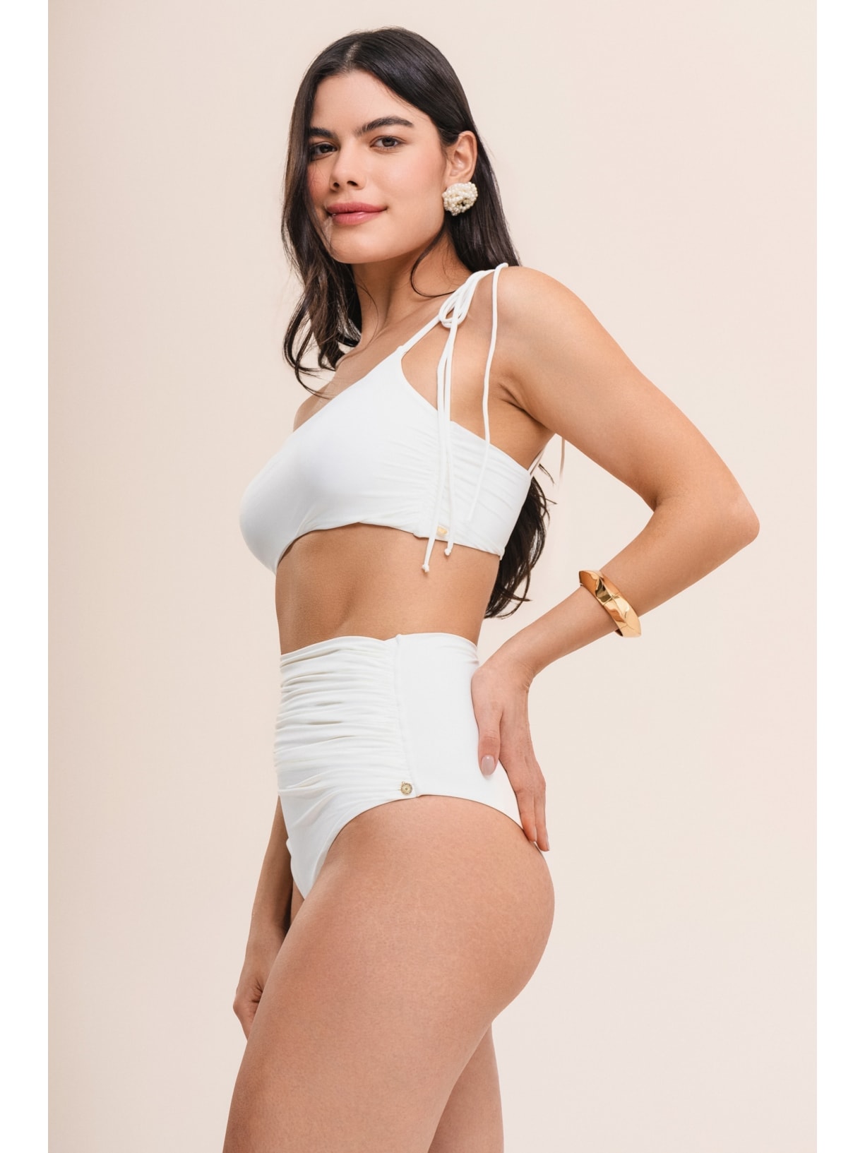 top biquíni um ombro só bio artemis off white Suntime