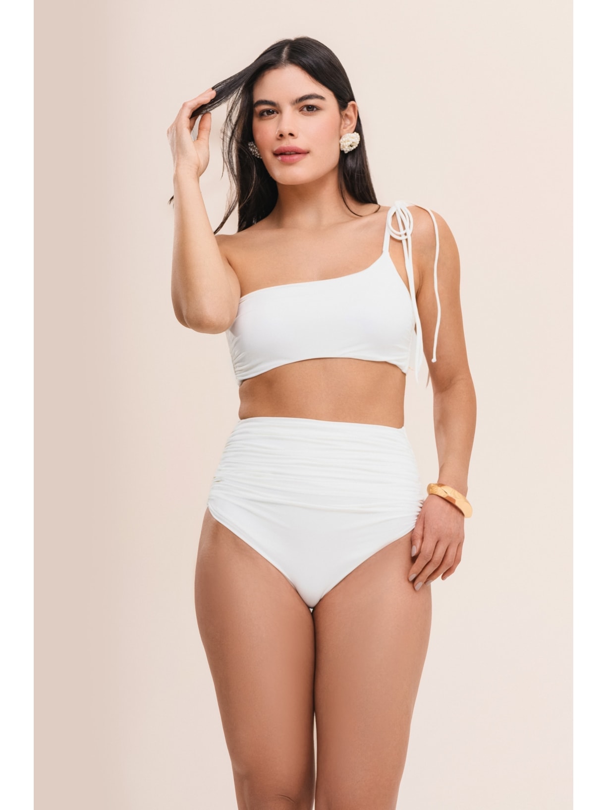 top biquíni um ombro só bio artemis off white Suntime