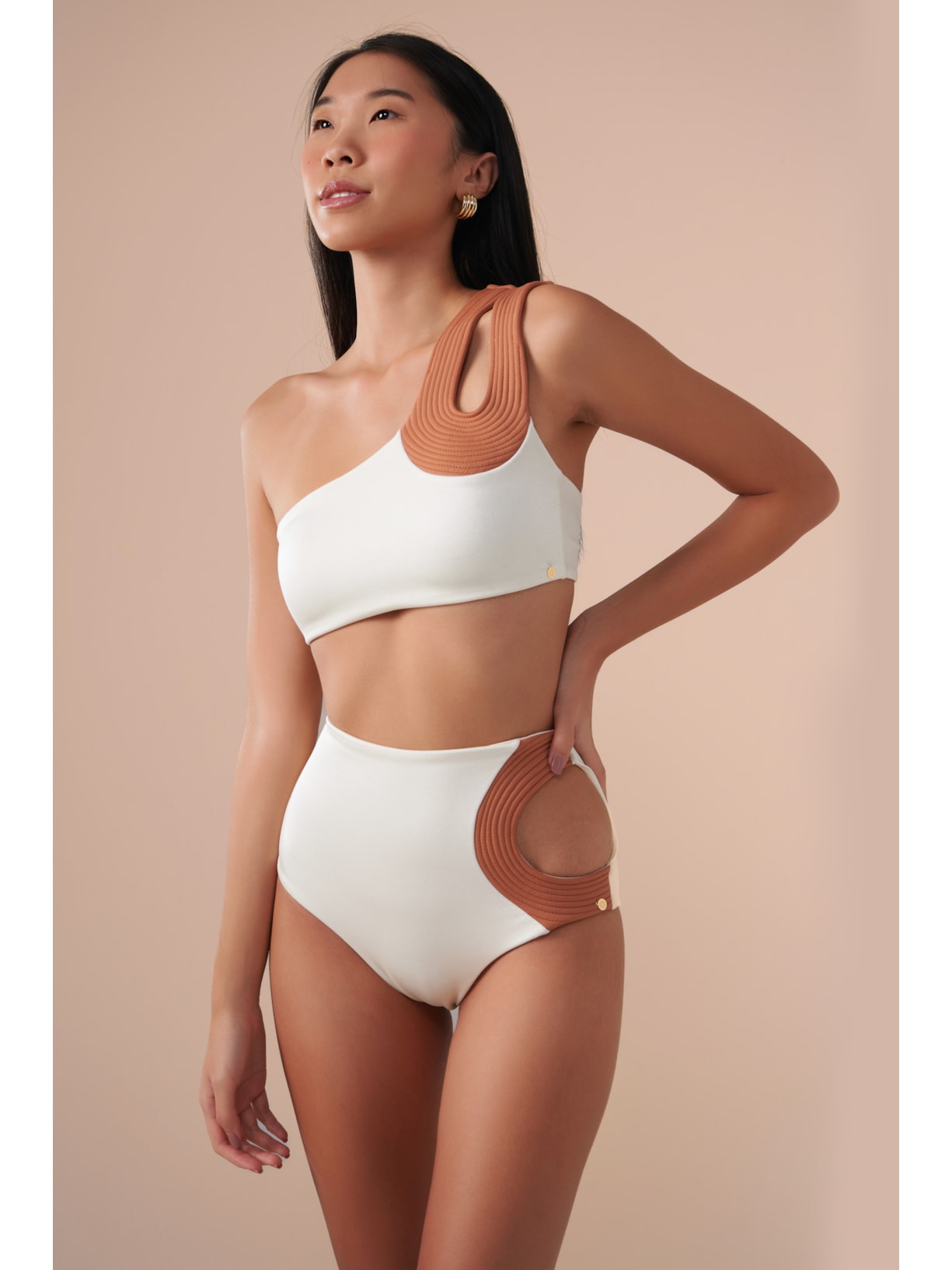 top biquíni um Ombro só Contour Off White Suntime