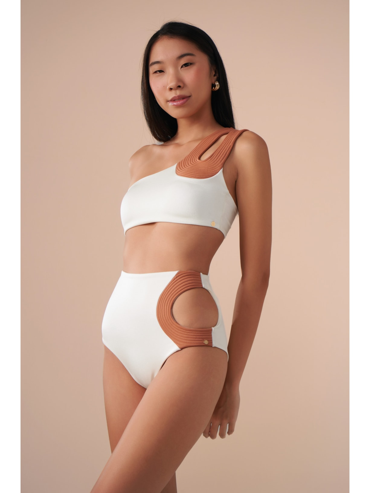 top biquíni um Ombro só Contour Off White Suntime