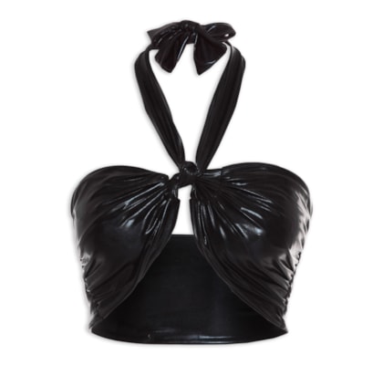 Top Carnaval Amarração Malha Metálica - Preto