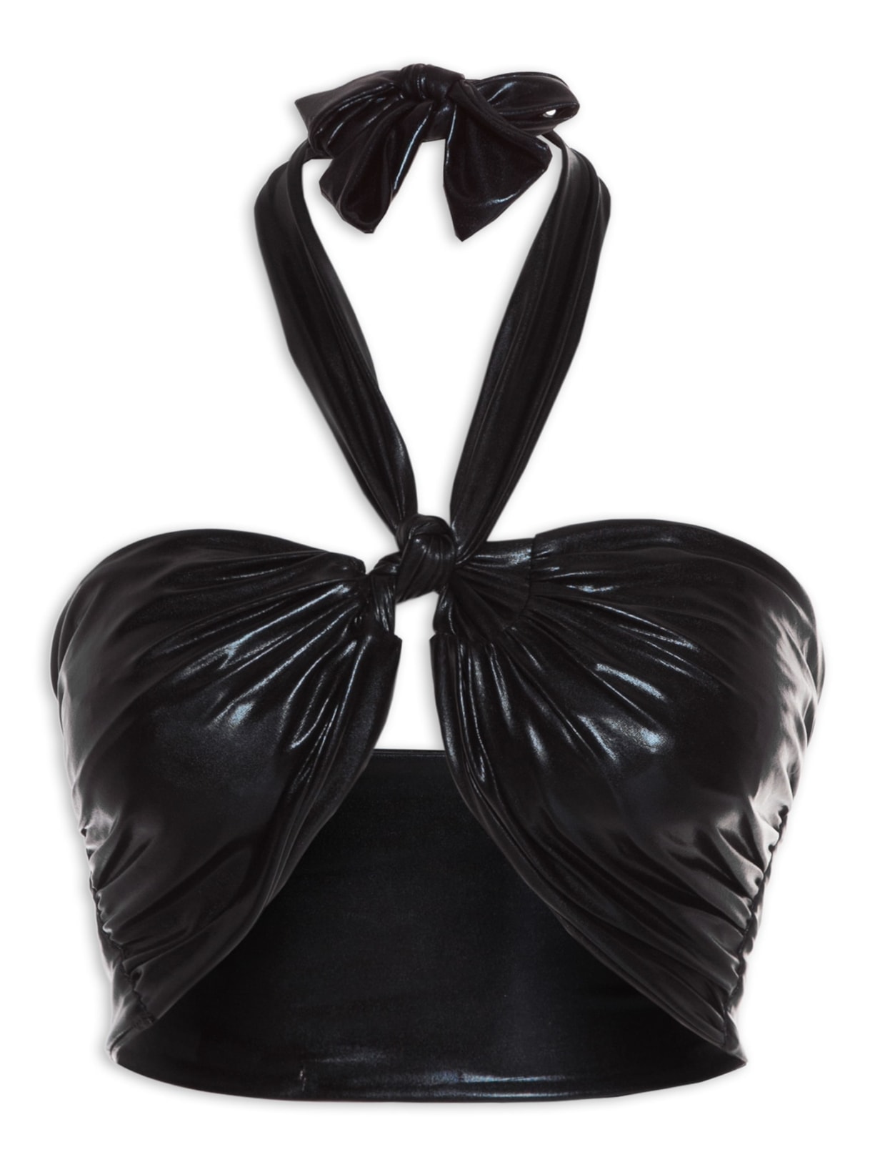 Top Carnaval Amarração Malha Metálica - Preto